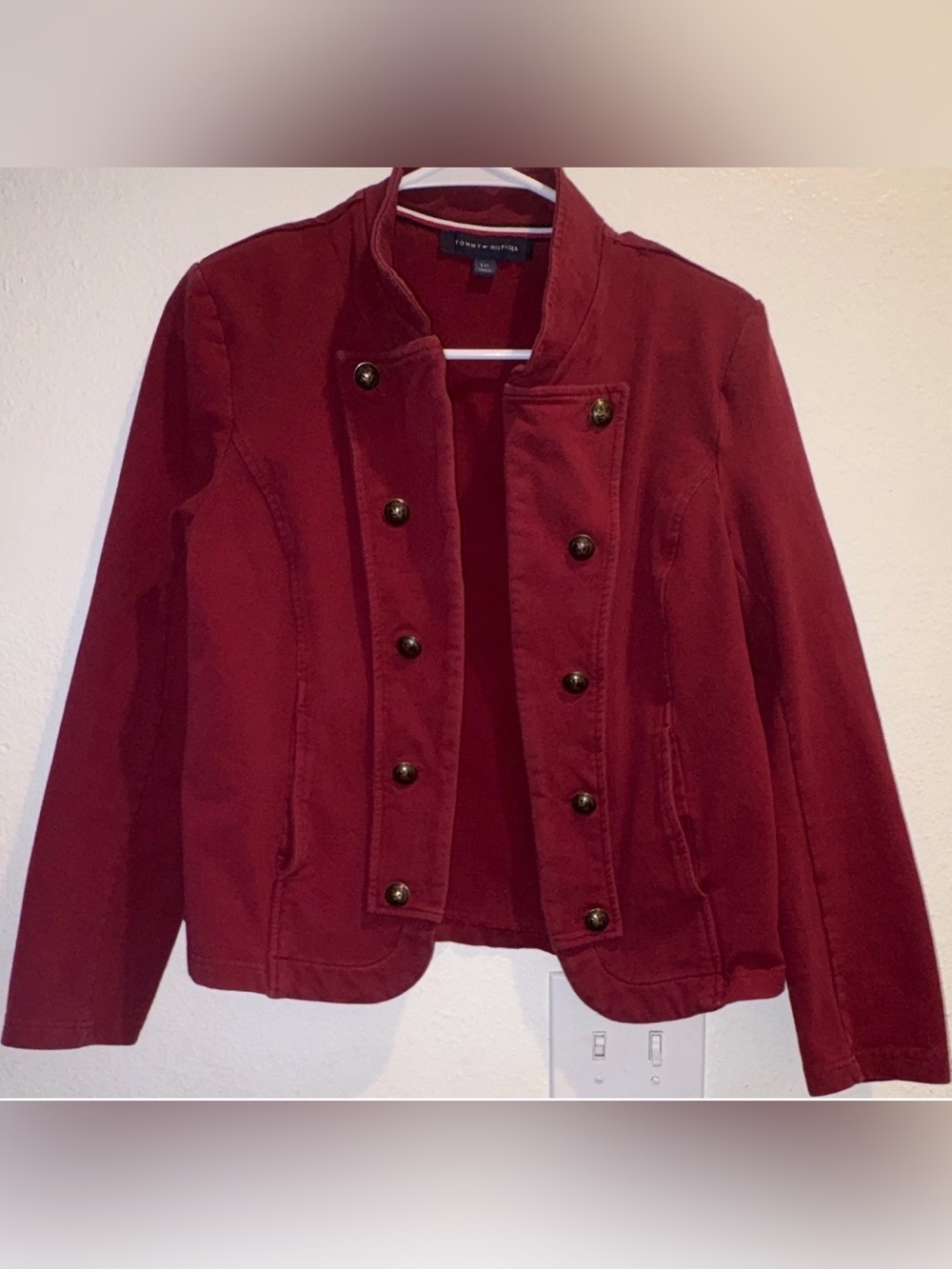 Tommy Hilfiger Women's Deep Red Military-Style Blazer